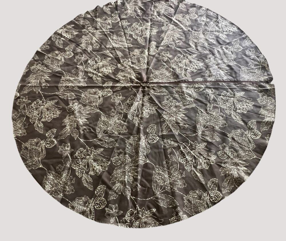 Tommy Bahama Umbrella Tablecloth Round 70" Outdoor Brown Tan Floral With Zipper